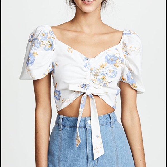 Wayf Tops - Wayf crop puff sleeve floral top xs cesena